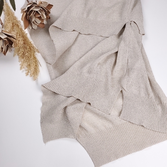 New Anthropologie Current Air Cream Silver Flake Layered Sweater Top Sz L - Picture 10 of 12